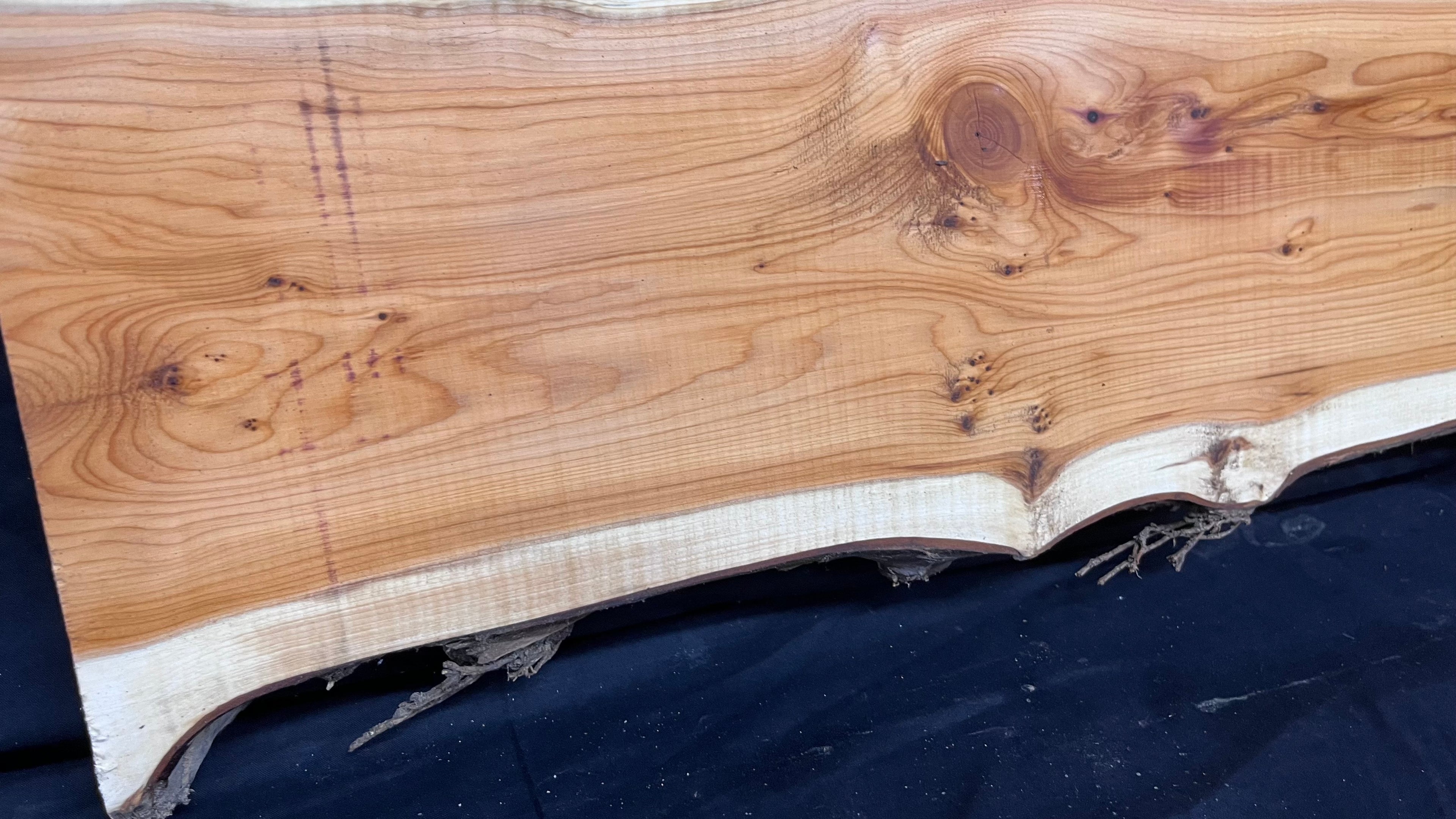 Hardwood yew, slab, resin table blank  1224 L x 317 W x 34 D mm    (398)