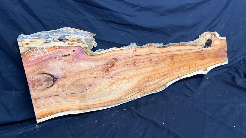 Hardwood yew, slab, resin table blank  1097 L x 340 W x 30 D mm    (399)
