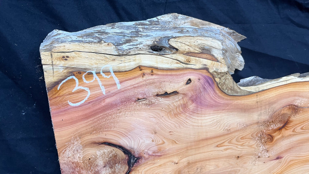 Hardwood yew, slab, resin table blank  1097 L x 340 W x 30 D mm    (399)