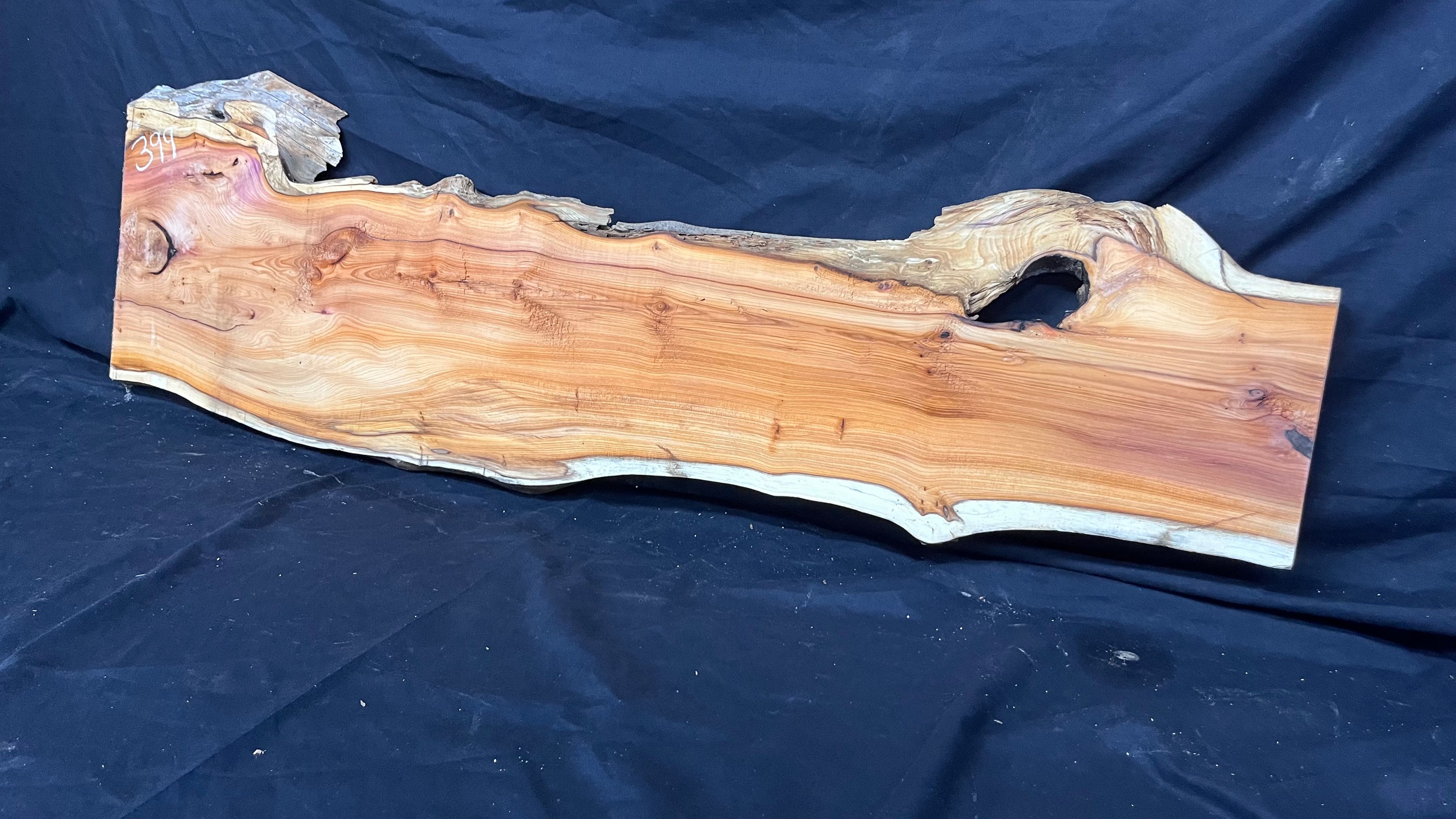Hardwood yew, slab, resin table blank  1097 L x 340 W x 30 D mm    (399)