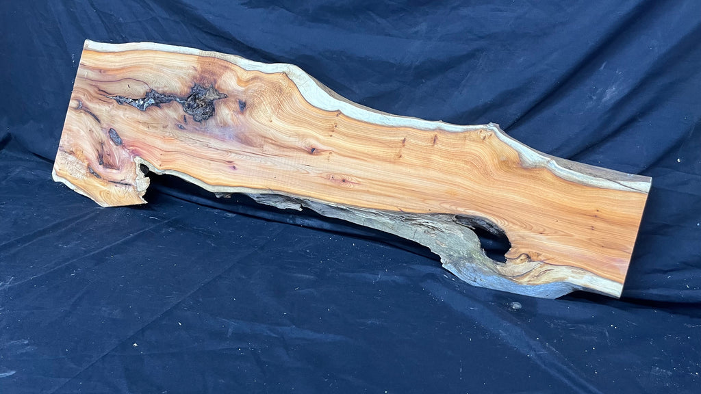 Hardwood yew, slab, resin table blank  1097 L x 340 W x 30 D mm    (399)