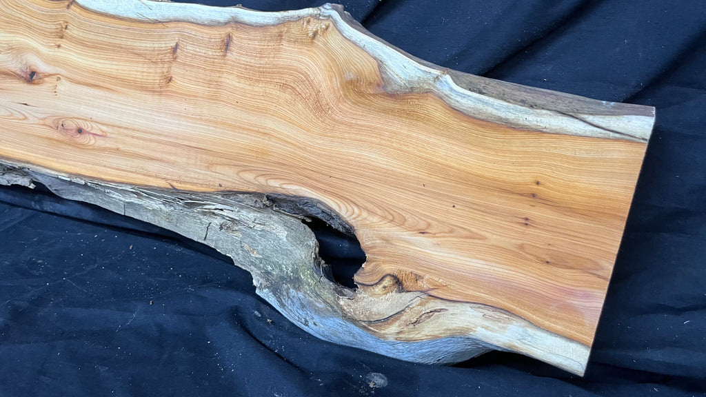 Hardwood yew, slab, resin table blank  1097 L x 340 W x 30 D mm    (399)