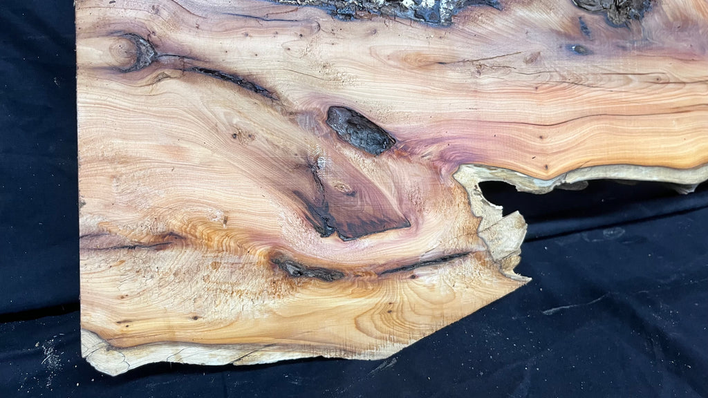 Hardwood yew, slab, resin table blank  1097 L x 340 W x 30 D mm    (399)