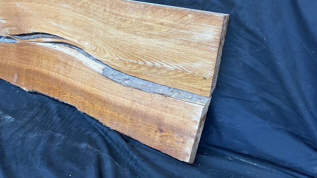 Naturally split brown oak resin table project               (417)