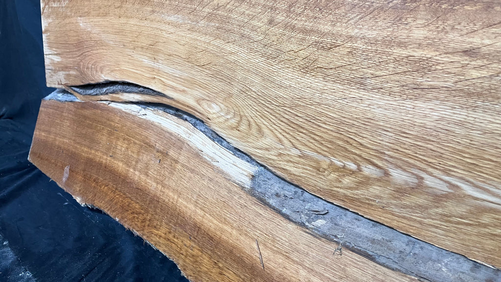 Naturally split brown oak resin table project               (417)