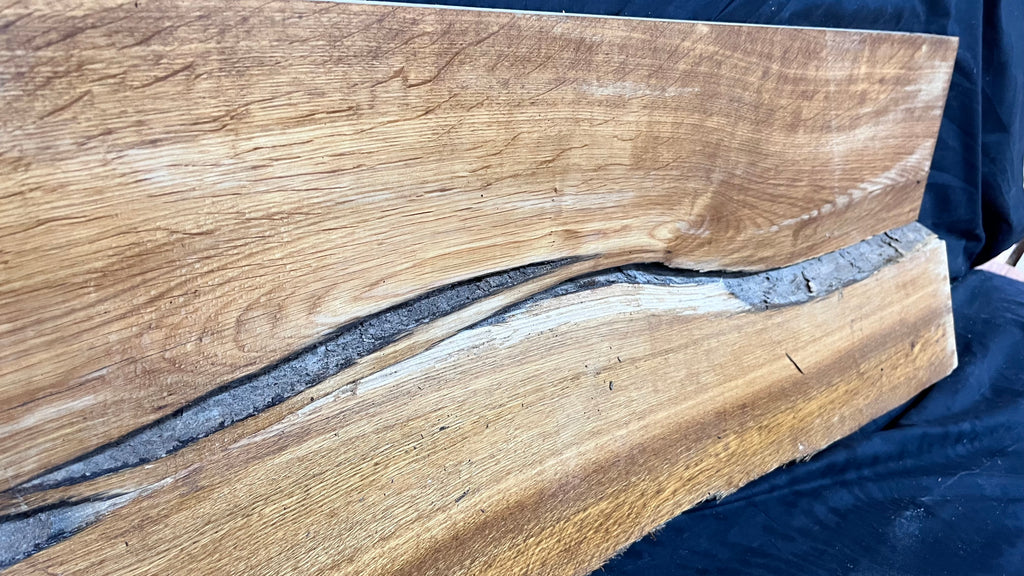 Naturally split brown oak resin table project               (417)
