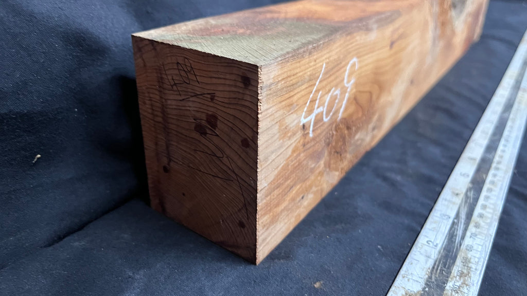 Yew, mantle piece, slab, board, shelf 611 L x 90 W x 68 D mm    (409)