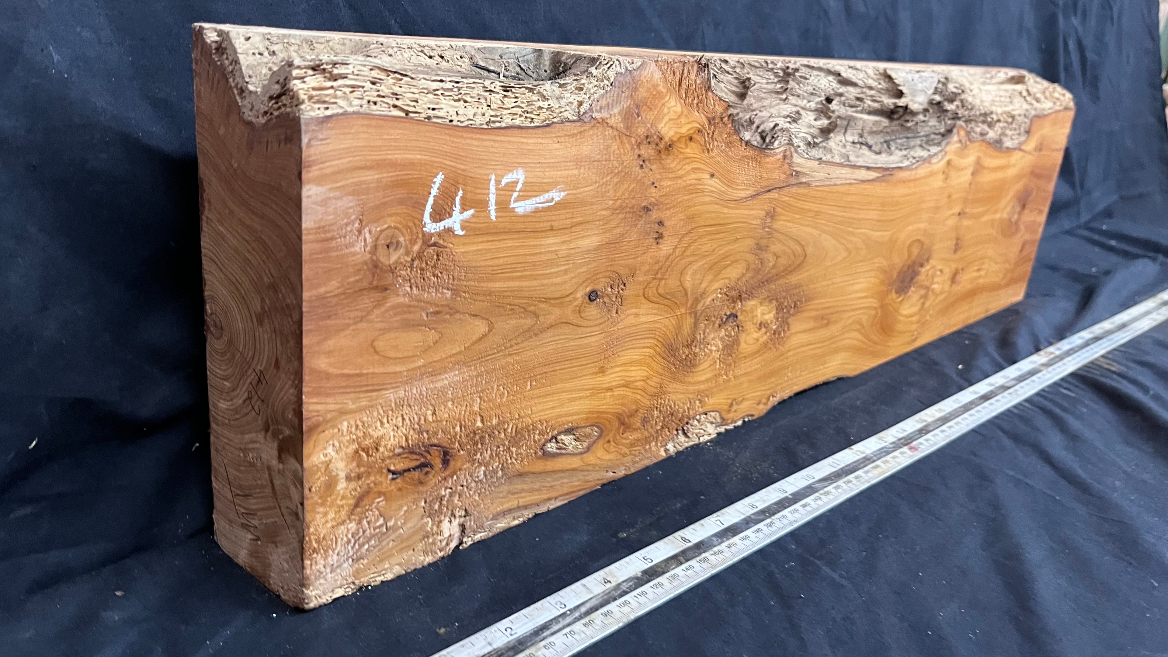 Yew, mantle piece, slab, board, block 754 L x 206 W x 64 D mm    (412mt)
