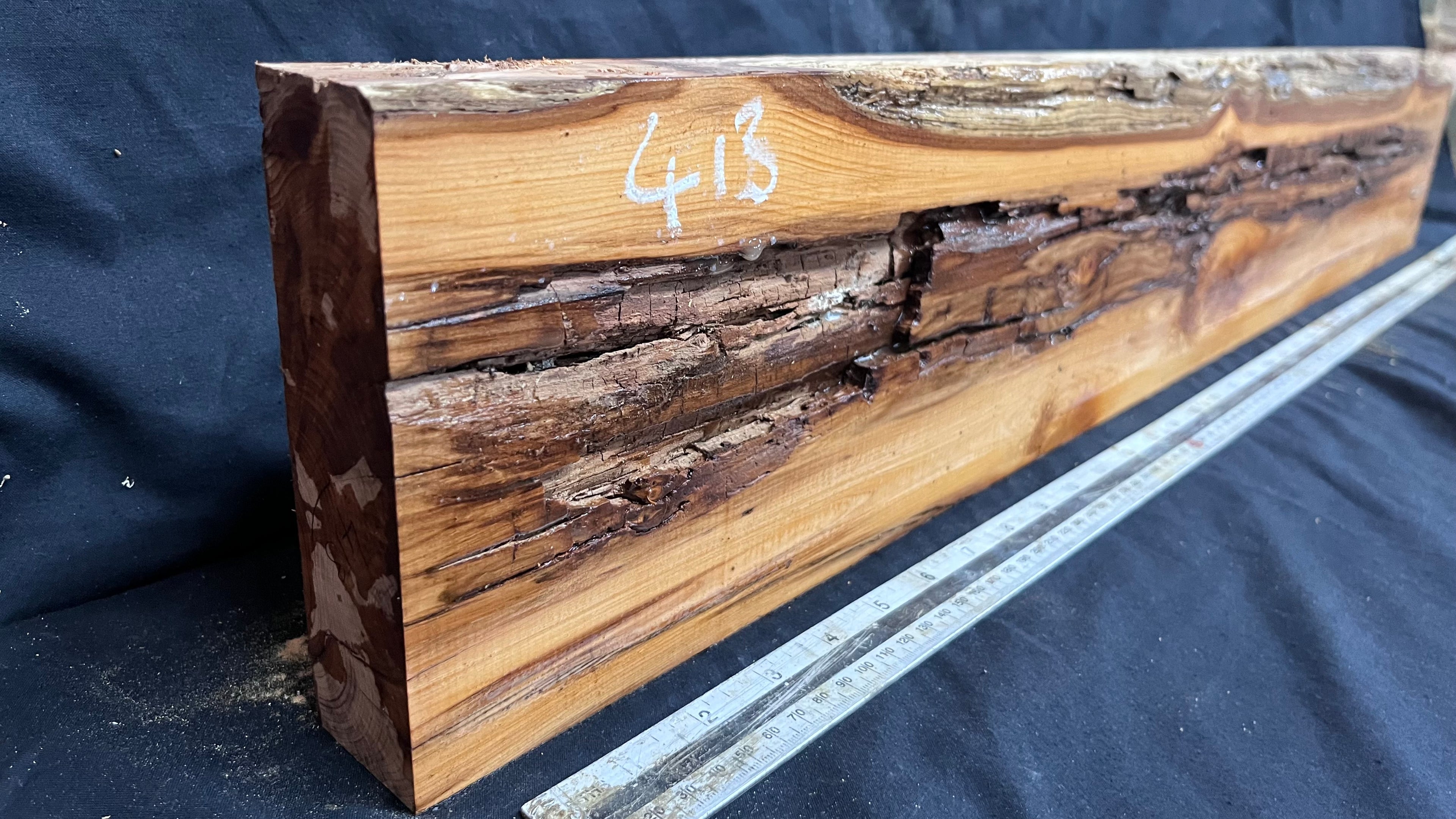 Yew, resin project, slab, board, block 967 L x 151 W x 43 D mm    (413mt)