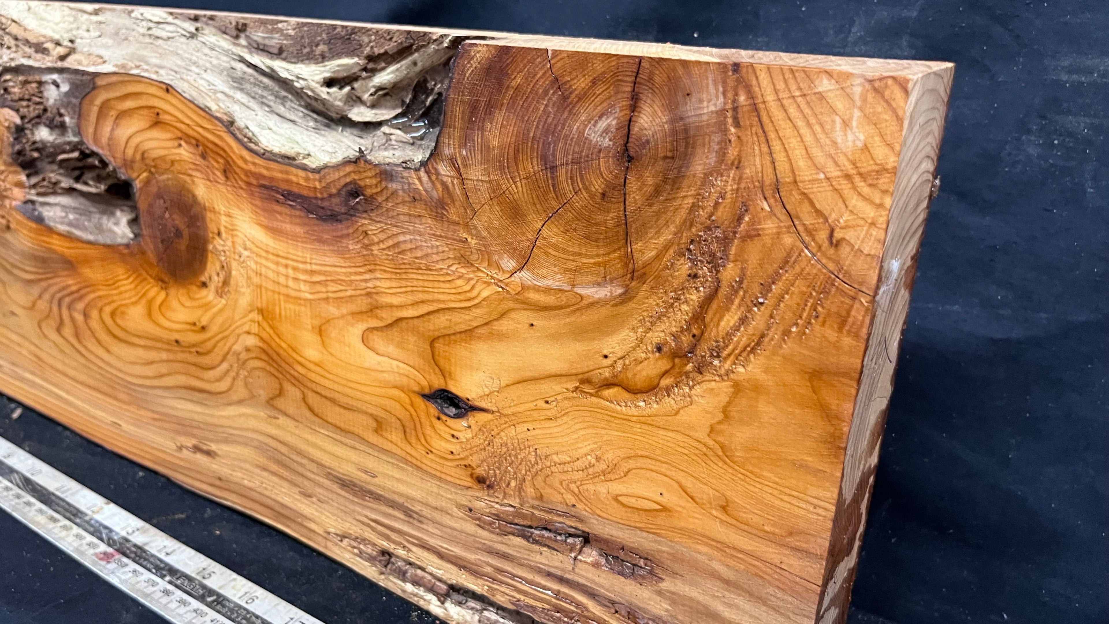 Yew, resin project, slab, board, block 607 L x 207 W x 40 D mm    (425mt)