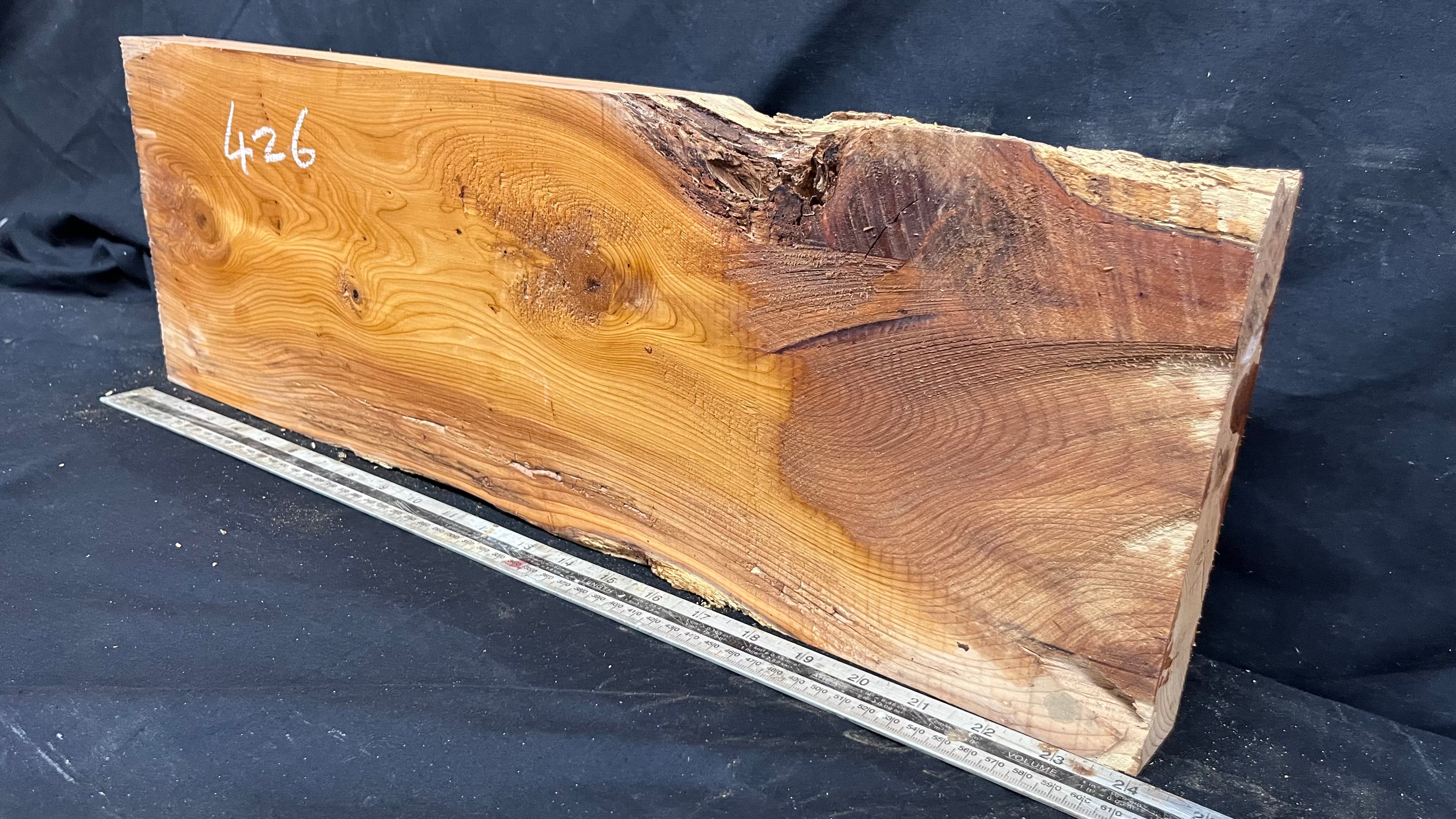 Yew, resin project, slab, board, block 615 L x 207 W x 40 D mm    (426mt)