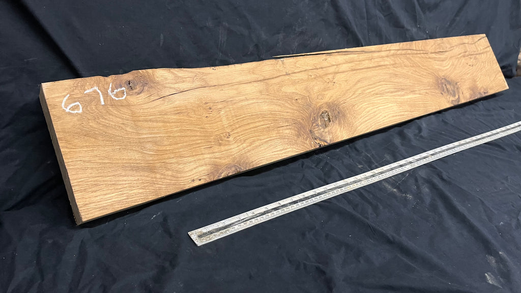 Oak hardwood mantle piece, shelf 1330 L x 195 W x 40 D mm     (676)