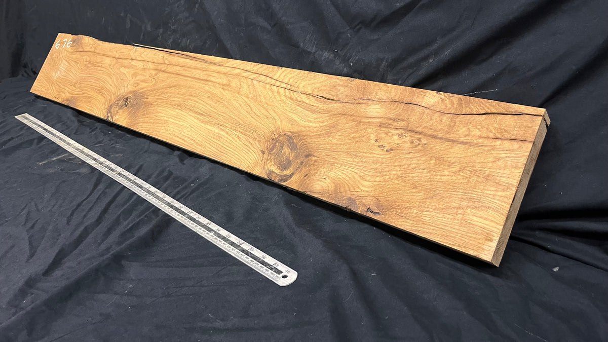 Oak hardwood mantle piece, shelf 1330 L x 195 W x 40 D mm     (676)