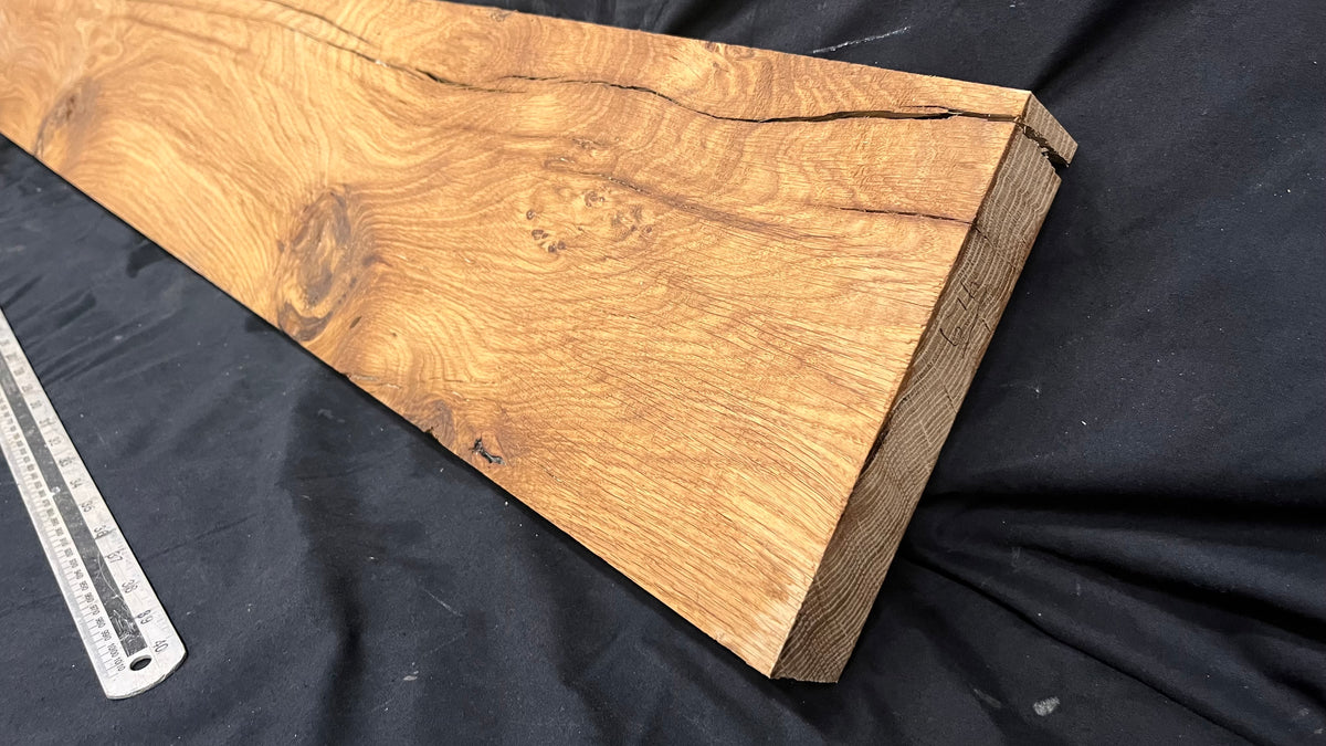 Oak hardwood mantle piece, shelf 1330 L x 195 W x 40 D mm     (676)