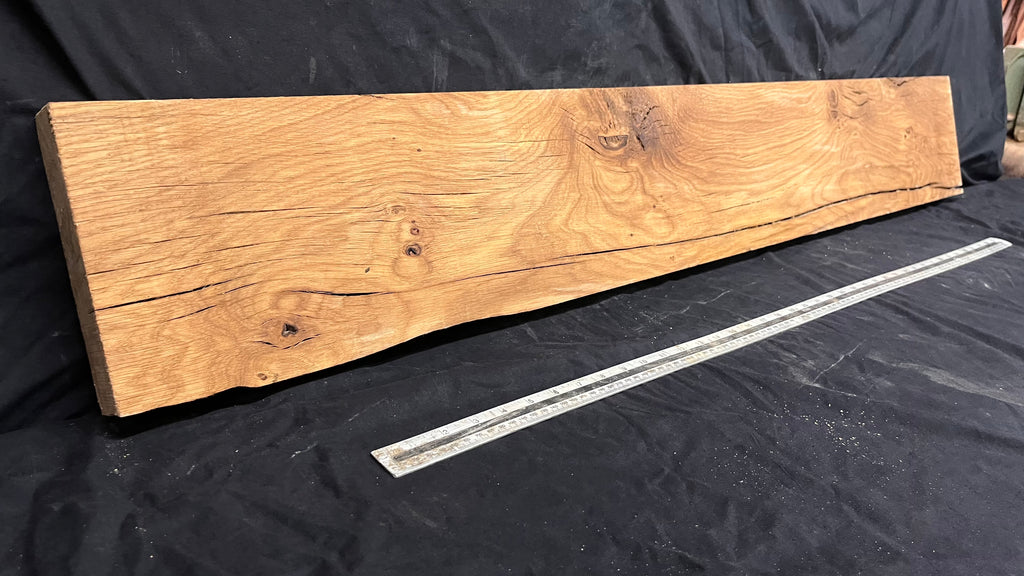 Oak hardwood mantle piece, shelf 1330 L x 195 W x 40 D mm     (676)