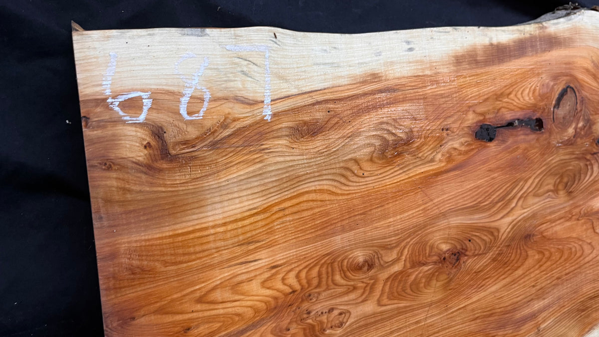 Coffee table top yew, slab, board 960 L x 468 W x 38 D mm    (687)