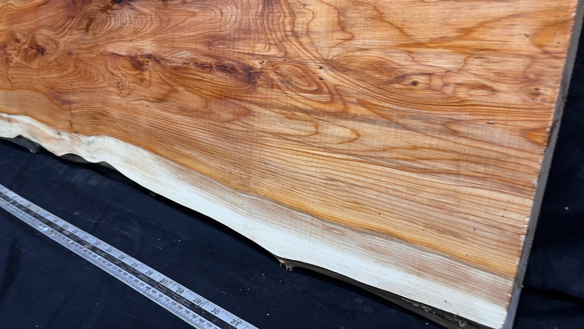 Coffee table top yew, slab, board 960 L x 468 W x 38 D mm    (687)