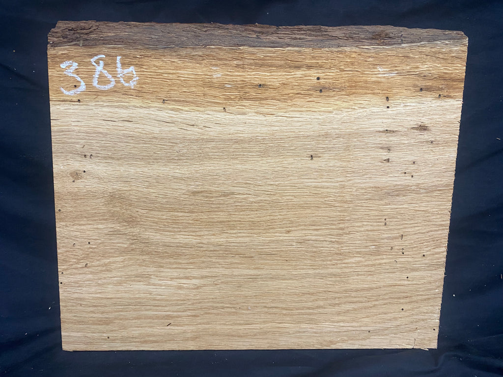Solid oak plank, shelf, board 380 L x 324 W x 26 D mm      (386mf)