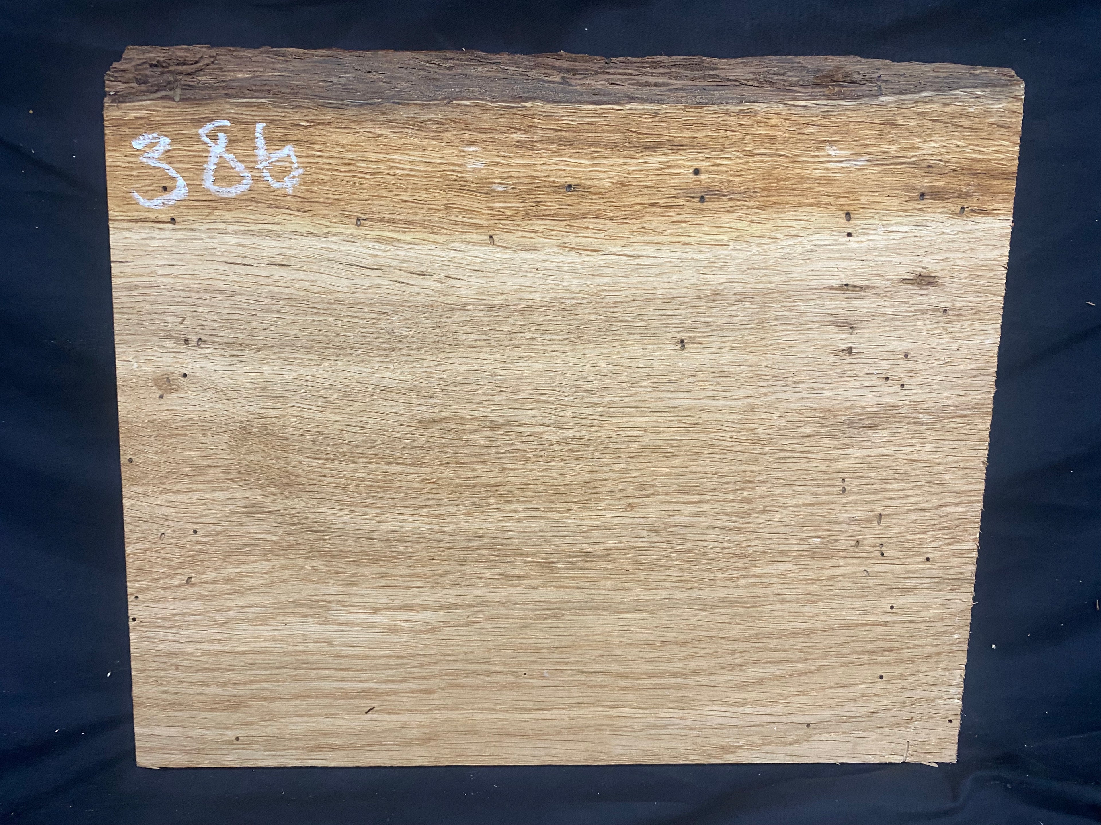 Solid oak plank, shelf, board 380 L x 324 W x 26 D mm      (386mf)