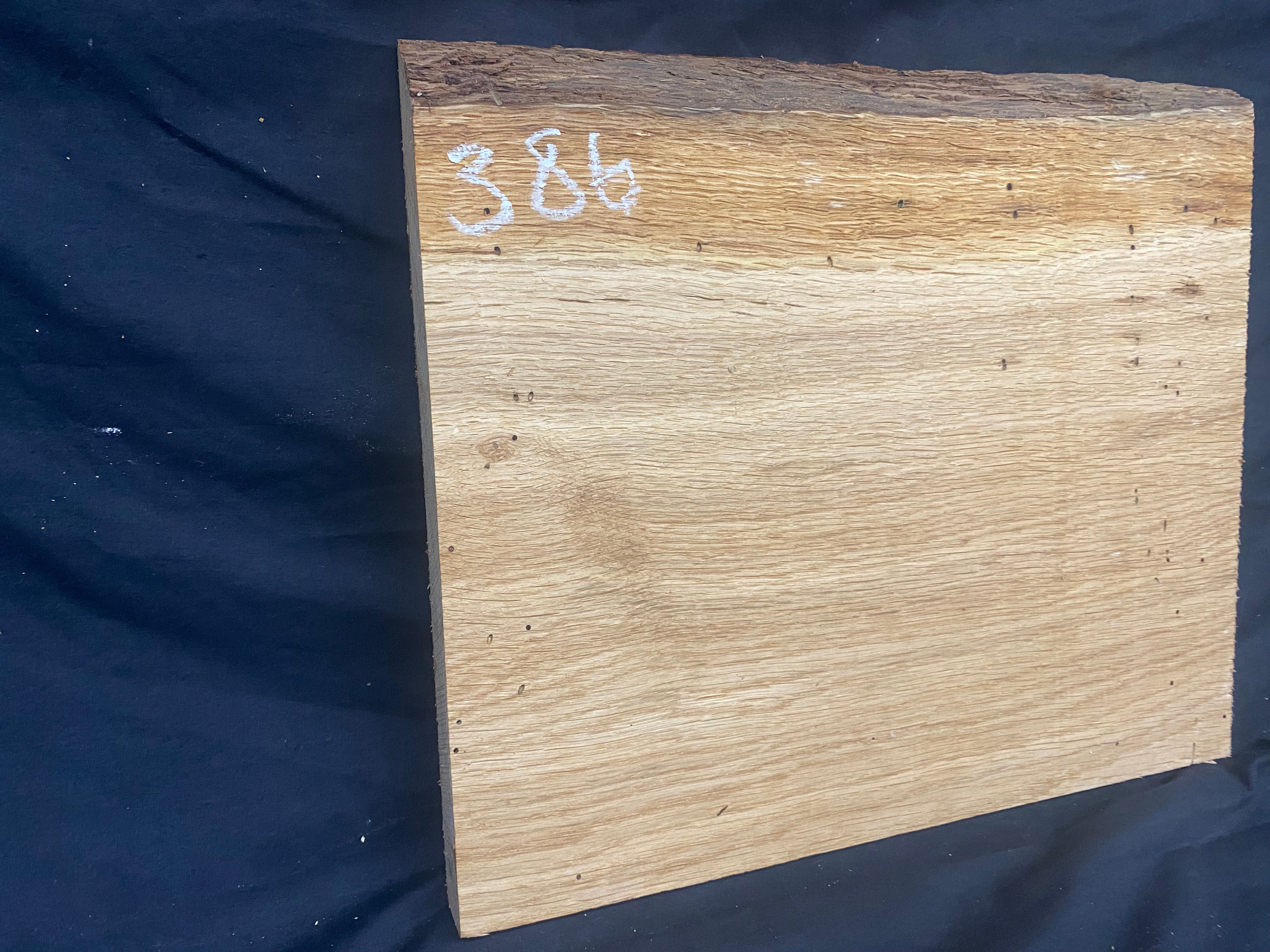 Solid oak plank, shelf, board 380 L x 324 W x 26 D mm      (386mf)