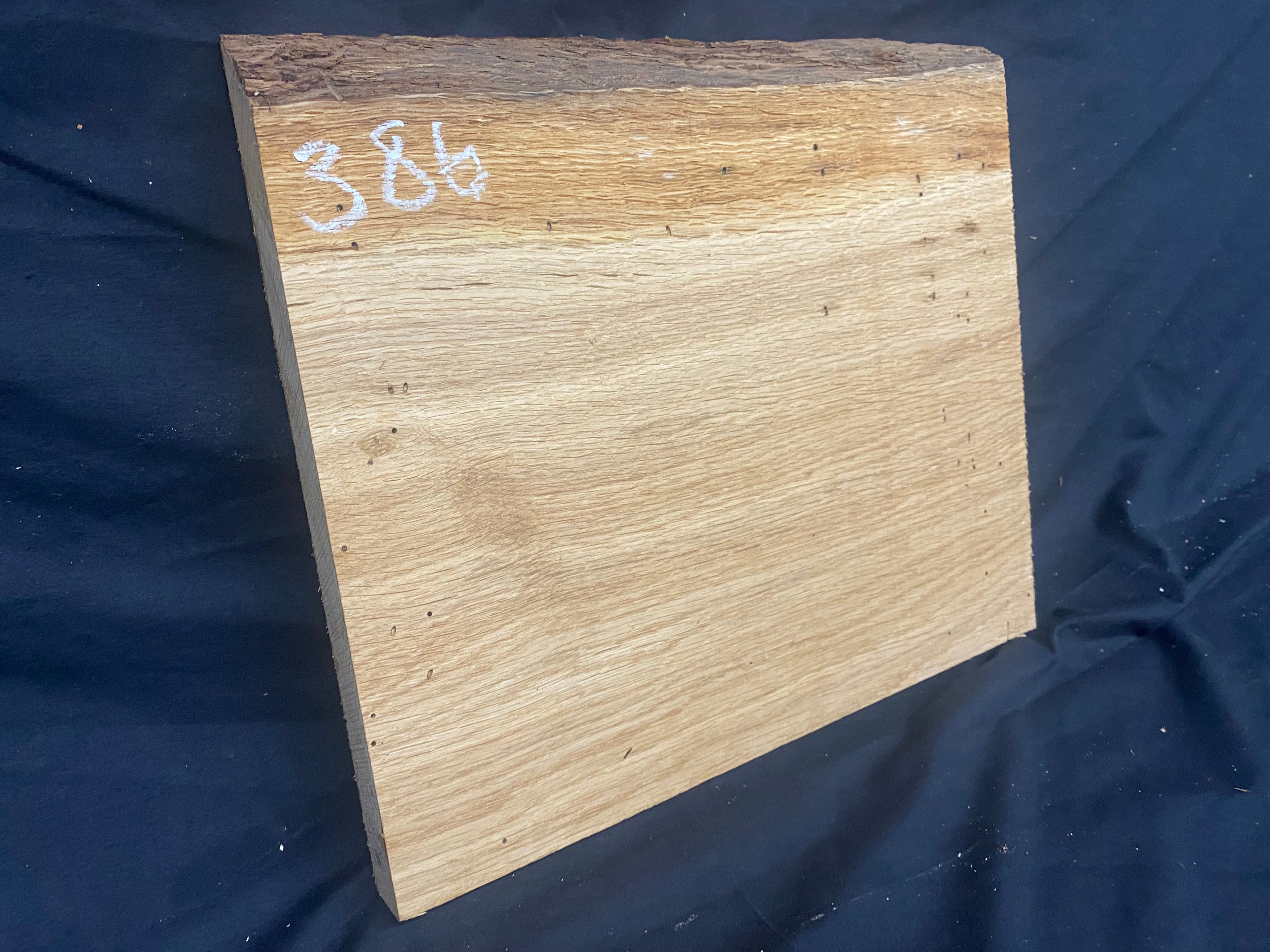 Solid oak plank, shelf, board 380 L x 324 W x 26 D mm      (386mf)