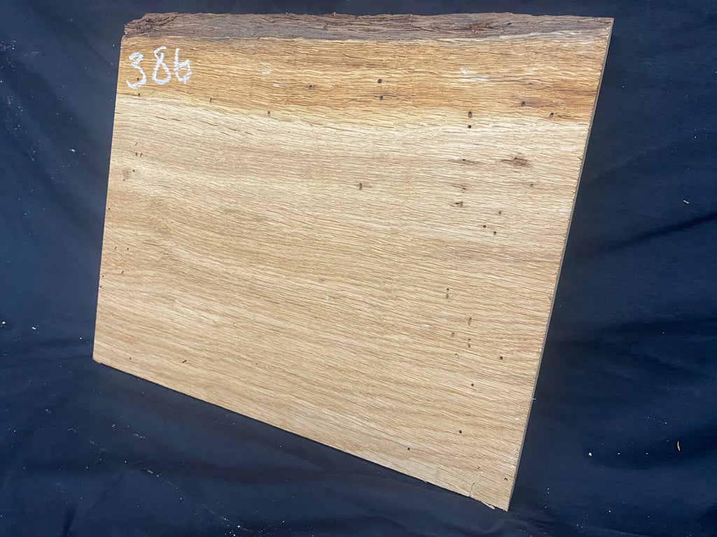 Solid oak plank, shelf, board 380 L x 324 W x 26 D mm      (386mf)
