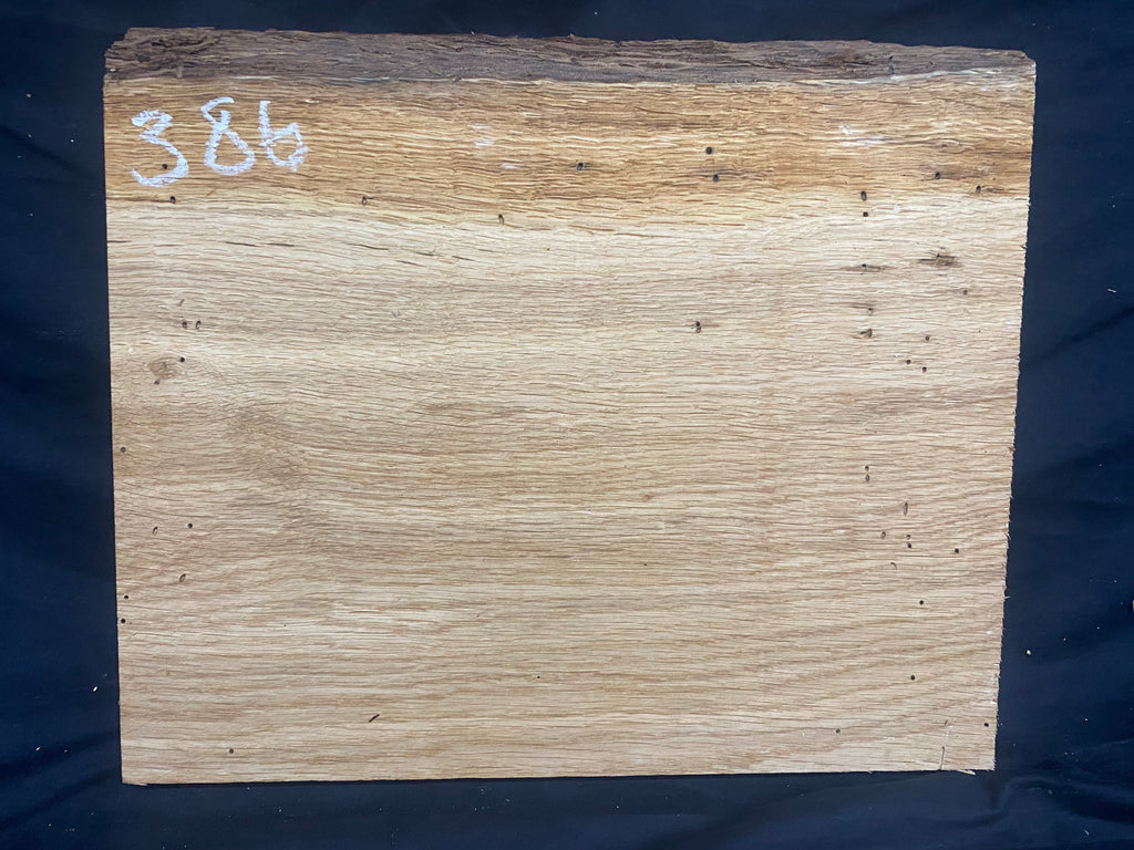 Solid oak plank, shelf, board 380 L x 324 W x 26 D mm      (386mf)