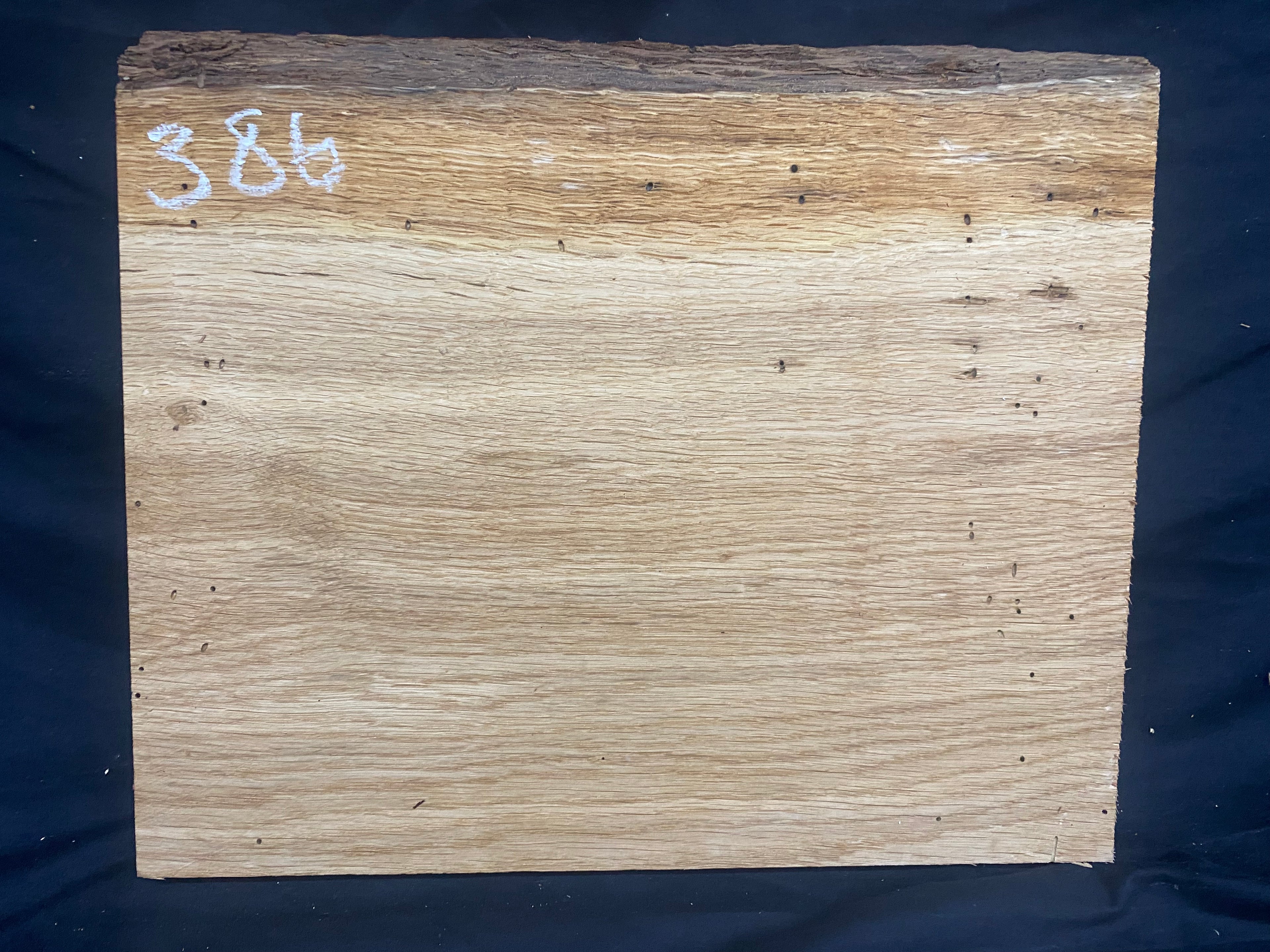 Solid oak plank, shelf, board 380 L x 324 W x 26 D mm      (386mf)