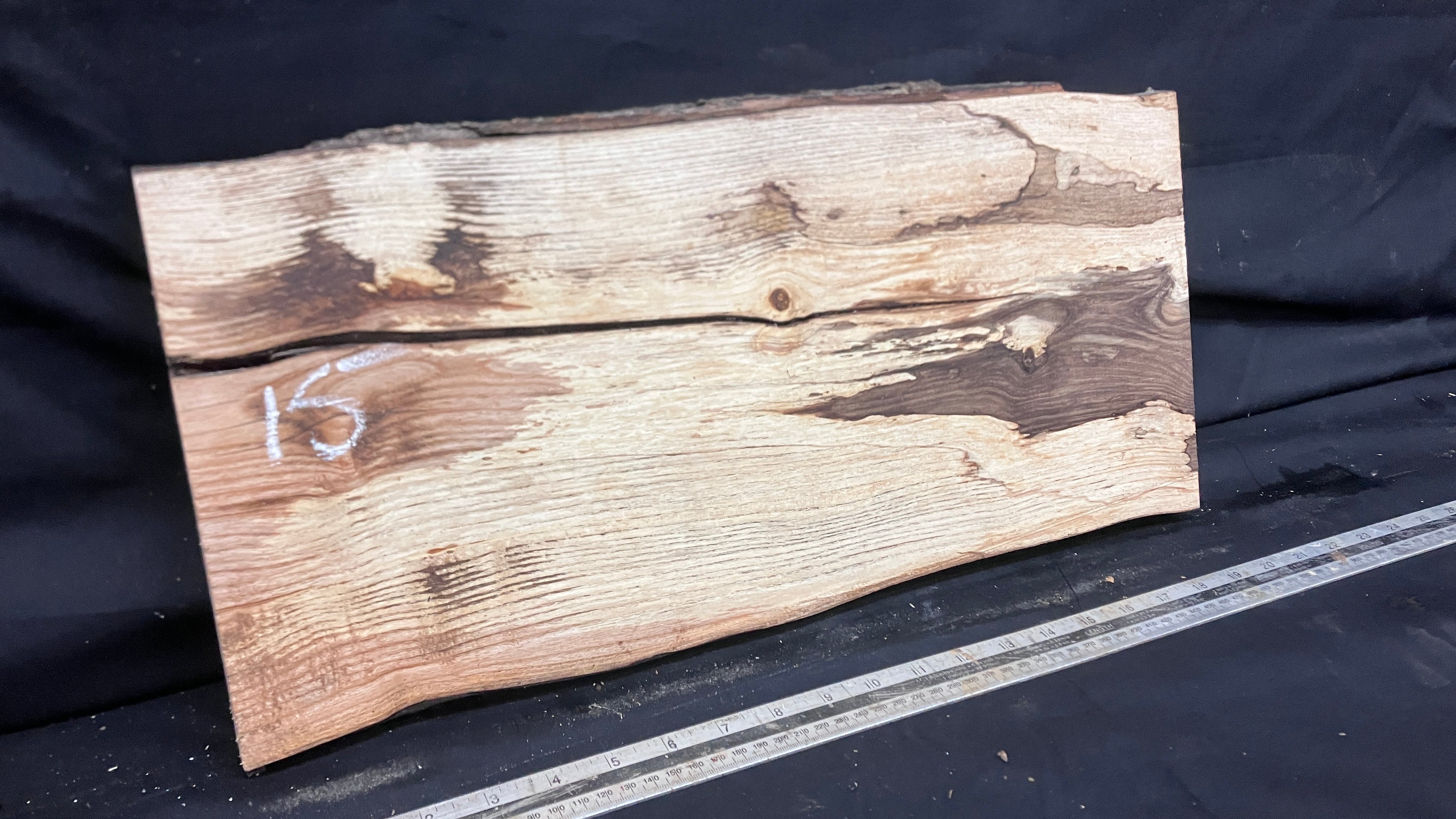 Spalted ash hardwood boards, shelving, platter 510 L x 237 W x 38 D (mm)     (170-15)