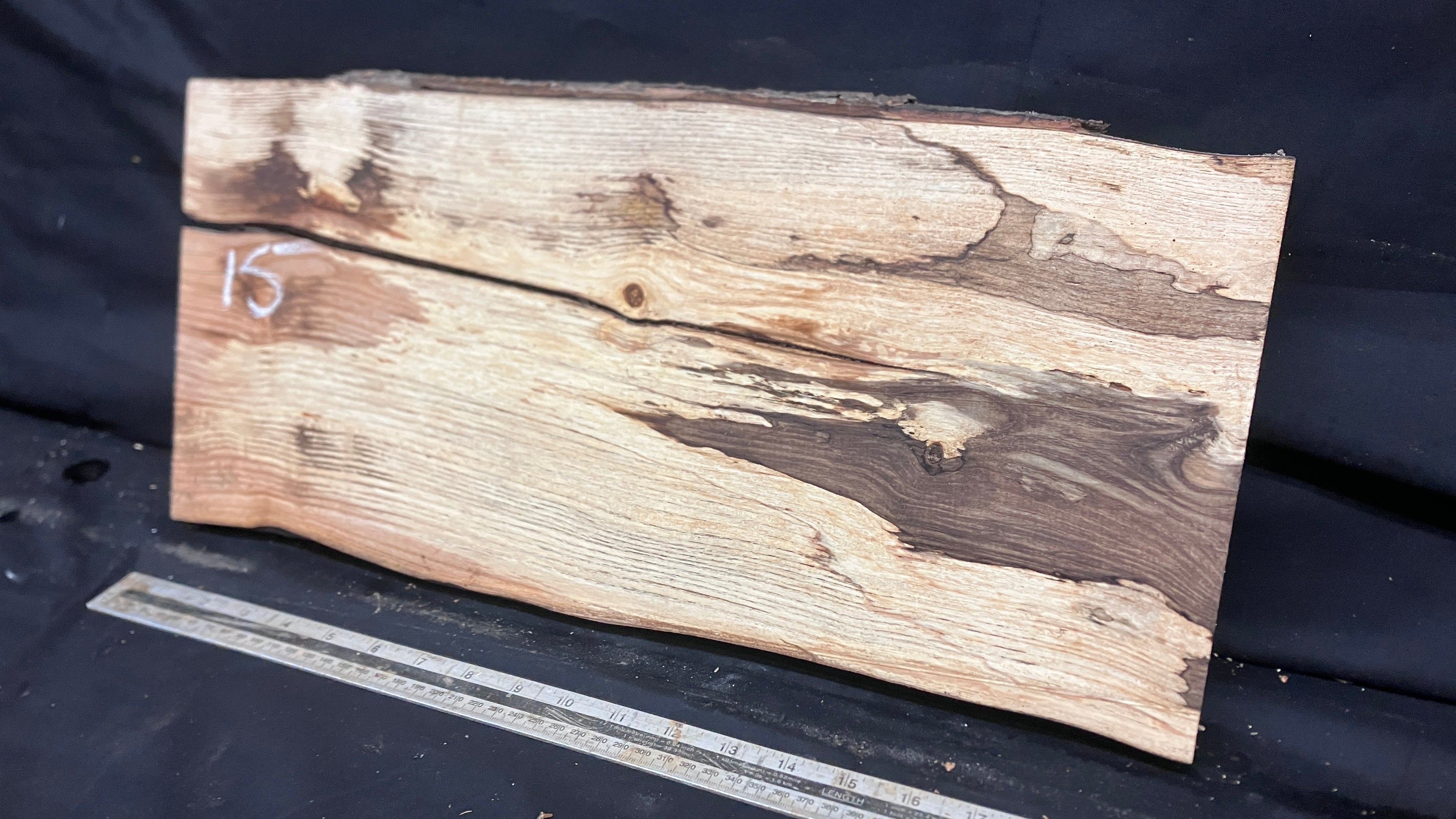 Spalted ash hardwood boards, shelving, platter 510 L x 237 W x 38 D (mm)     (170-15)