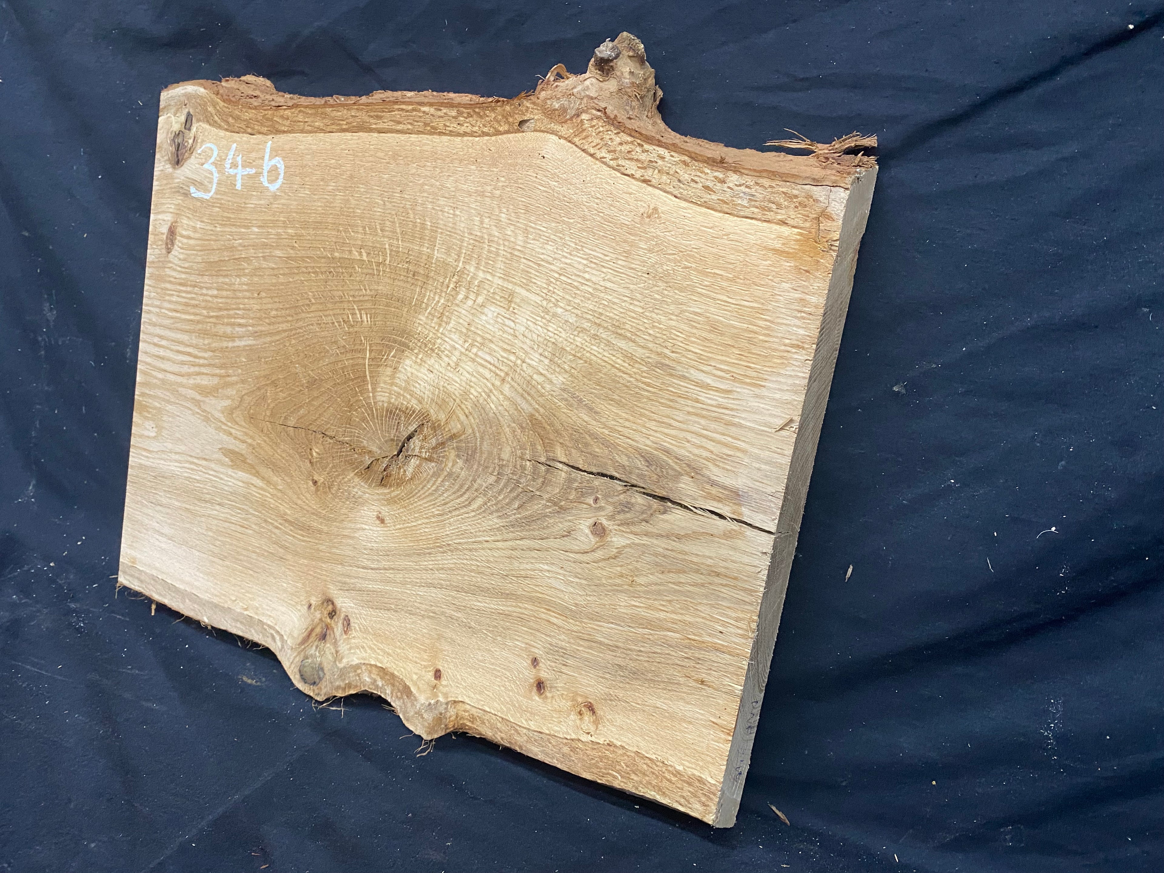 Solid oak plank, shelf, board 436 L x 365 W x 42 D mm      (mf346)