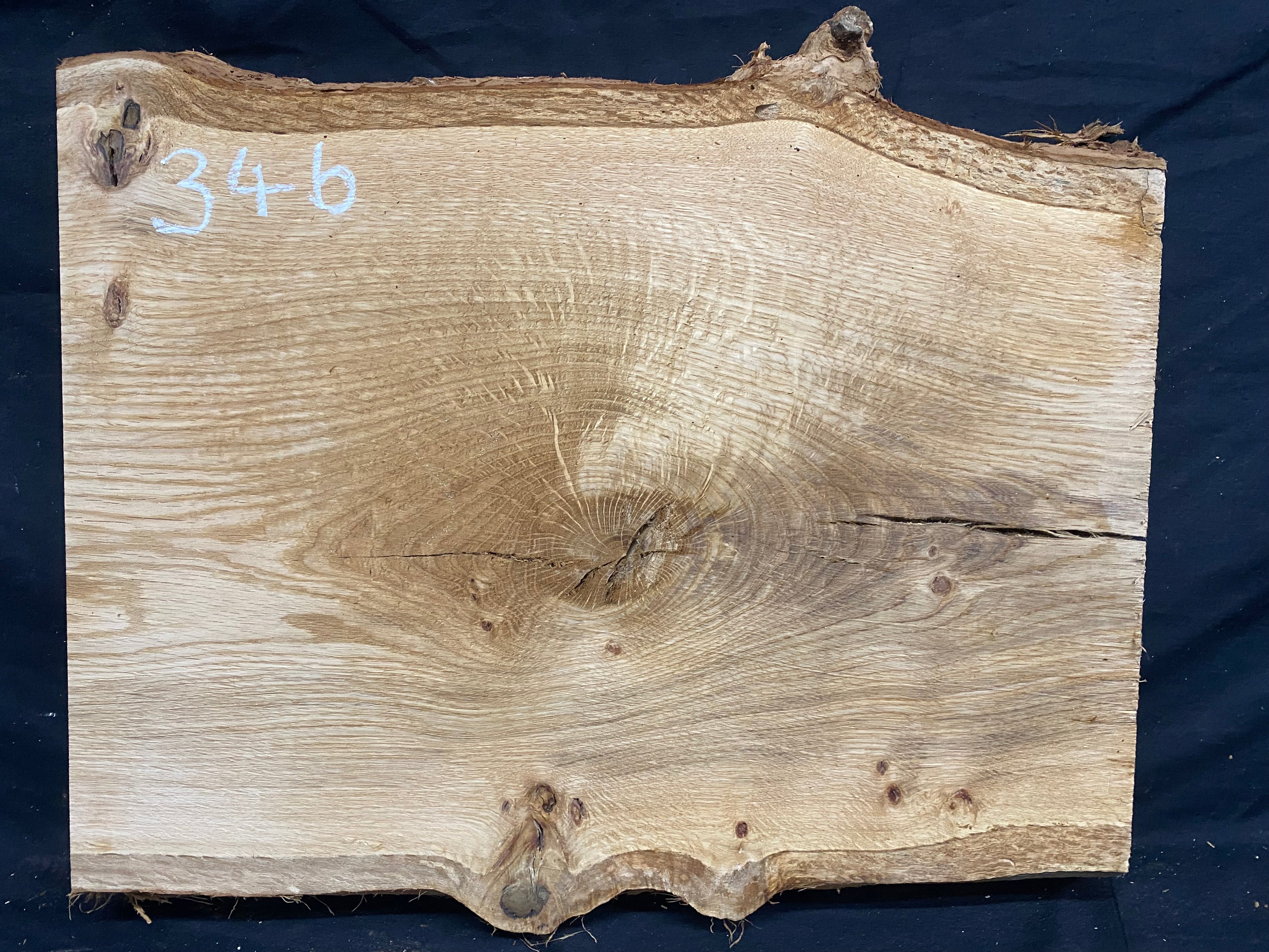 Solid oak plank, shelf, board 436 L x 365 W x 42 D mm      (mf346)