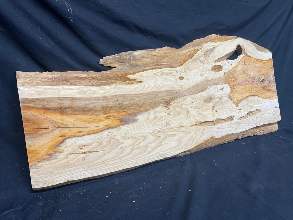 Hardwood yew, slab, resin table blank  1026 L x 440 W x 23 D mm    (mf349)