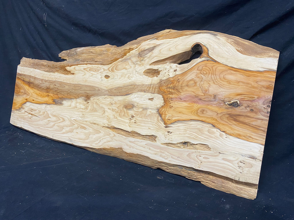 Hardwood yew, slab, resin table blank  1026 L x 440 W x 23 D mm    (mf349)