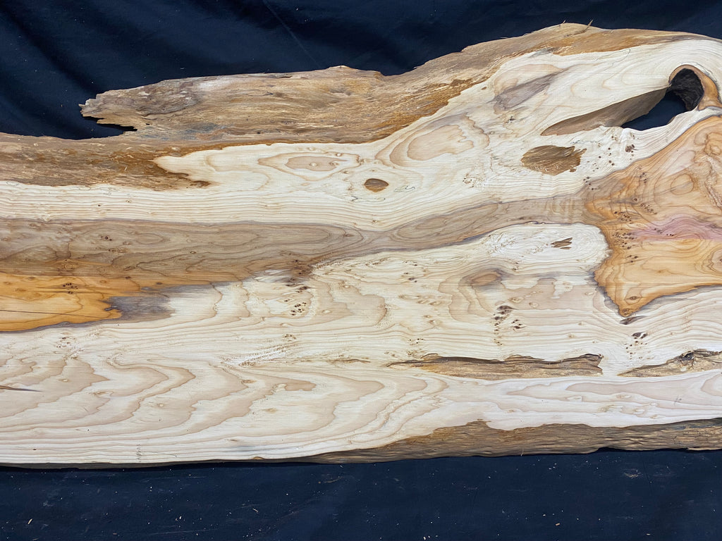 Hardwood yew, slab, resin table blank  1026 L x 440 W x 23 D mm    (mf349)