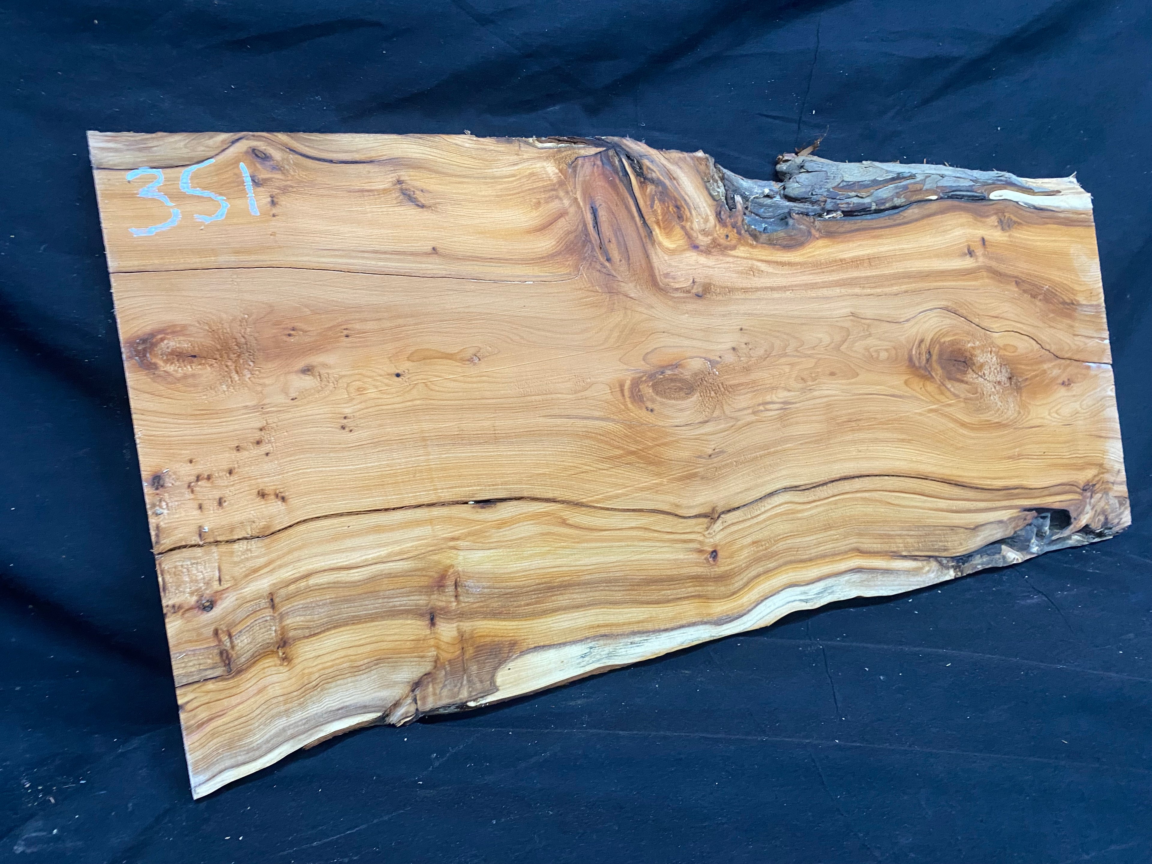 Hardwood yew, slab, resin table blank  607 L x 291 W x 17 D mm    (mf351)