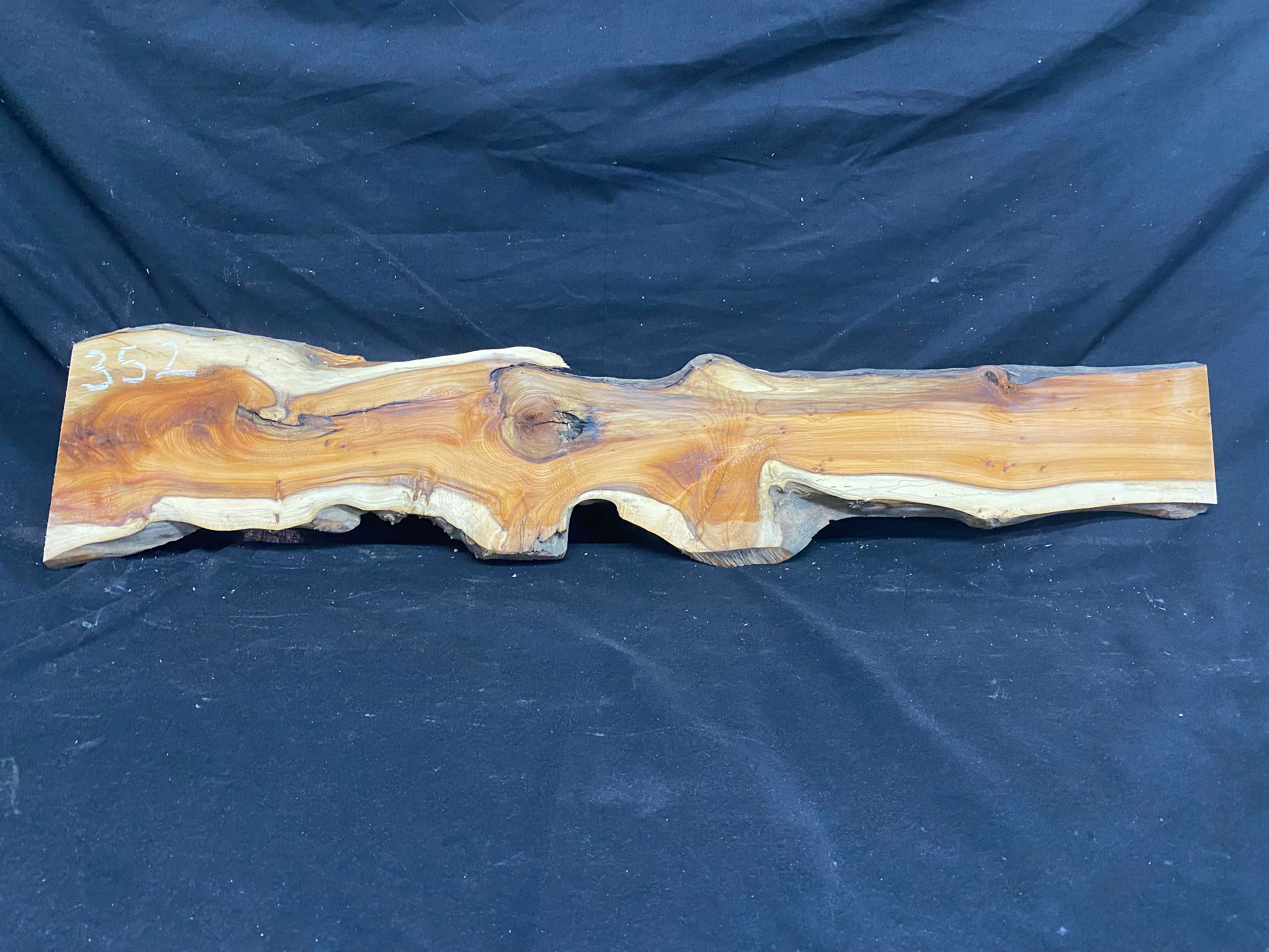 Hardwood yew, slab, resin table blank  845 L x 170 W x 16 D mm    (mf352)