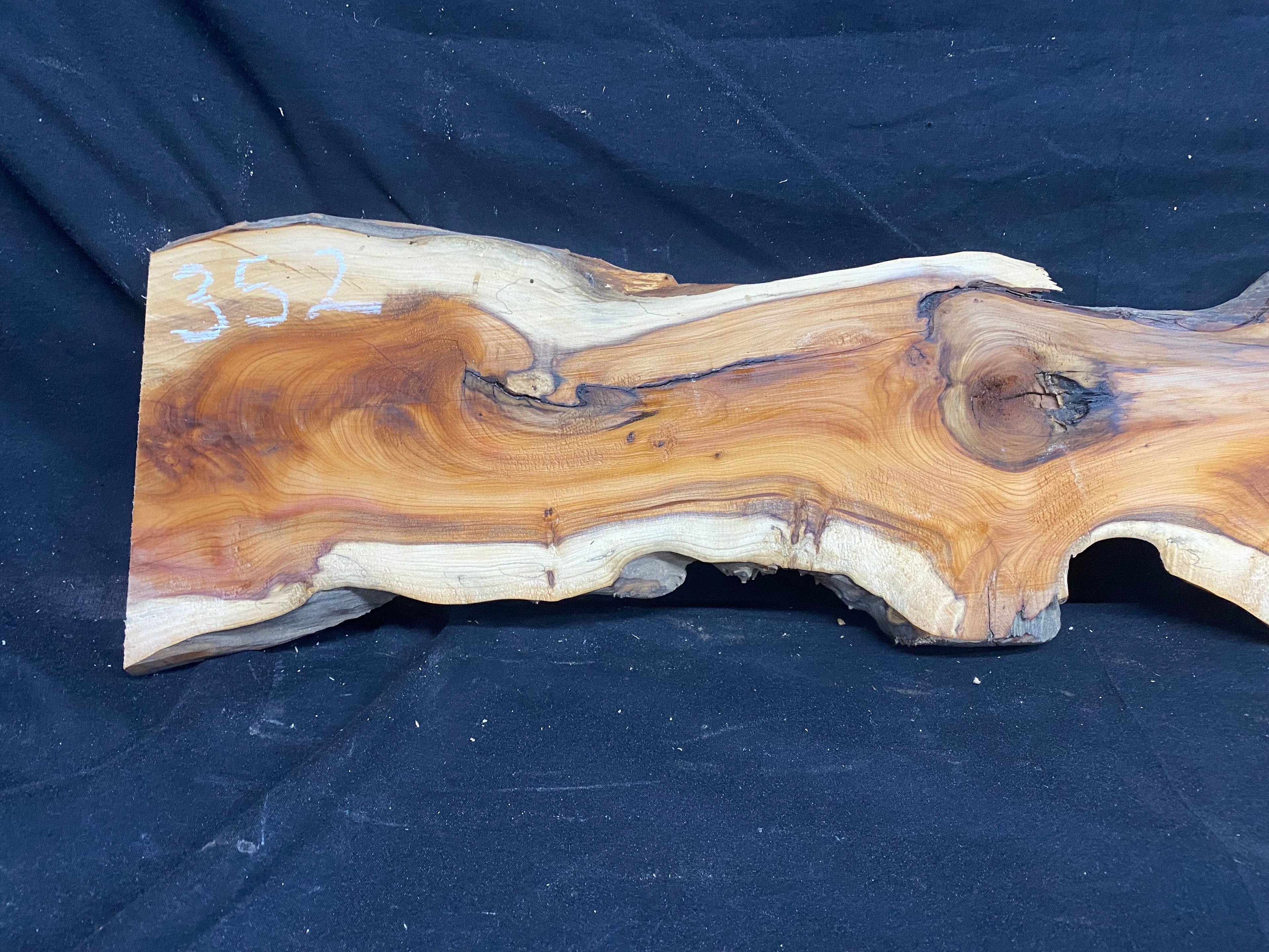 Hardwood yew, slab, resin table blank  845 L x 170 W x 16 D mm    (mf352)