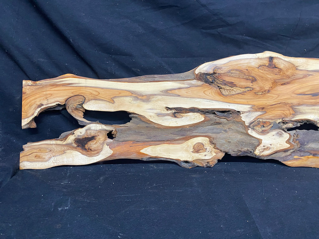Hardwood yew, slab, resin table blank  910 L x 250 W x 11 D mm    (mf353)