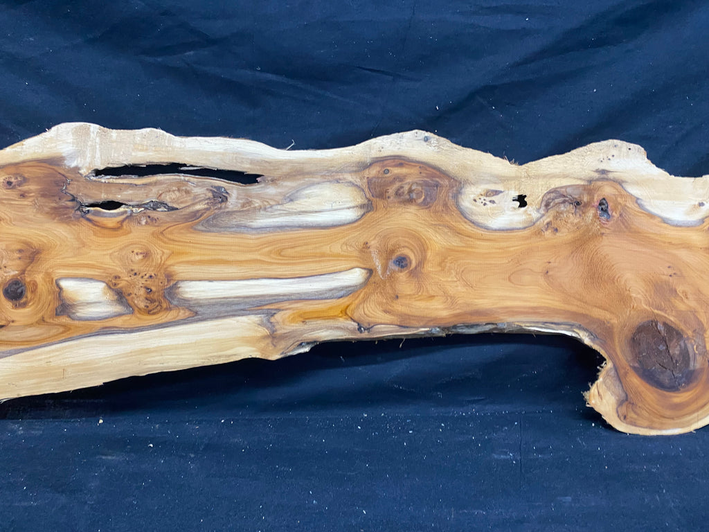 Hardwood yew, slab, resin table blank  1290 L x 234 W x 11 D mm    (mf354)