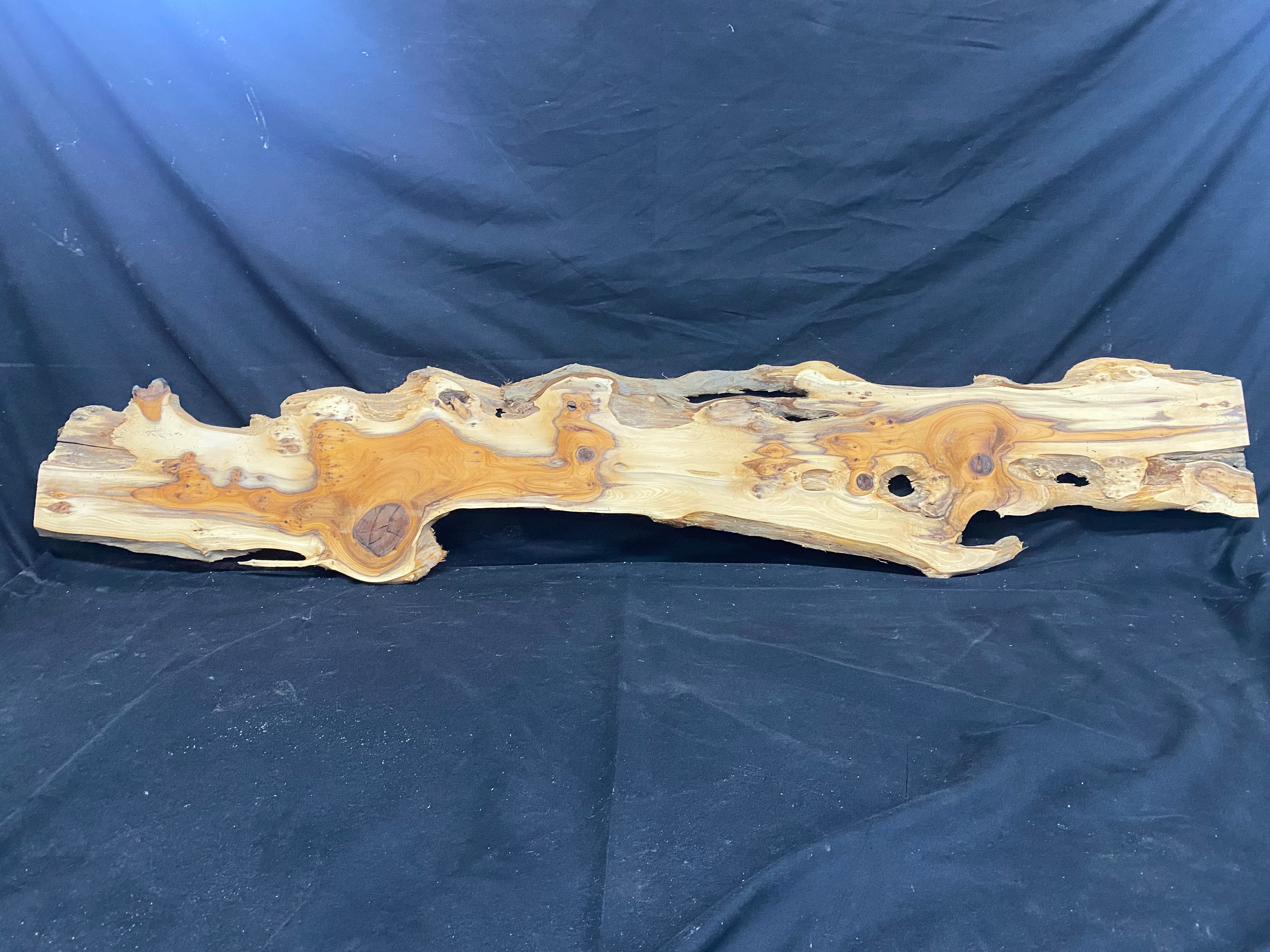 Hardwood yew, slab, resin table blank  1290 L x 234 W x 11 D mm    (mf354)