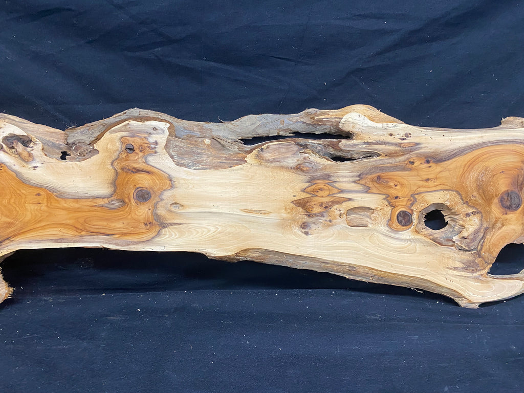 Hardwood yew, slab, resin table blank  1290 L x 234 W x 11 D mm    (mf354)