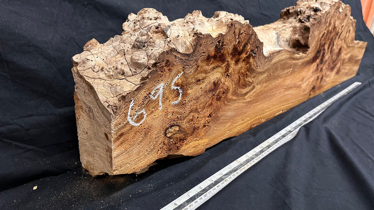 Reclaimed burr elm rustic mantle piece, 1018 L x 262 W x 99 D mm    (mt695)