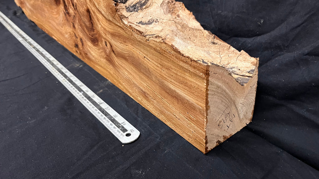 Reclaimed burr elm rustic mantle piece, 1018 L x 262 W x 99 D mm    (mt695)