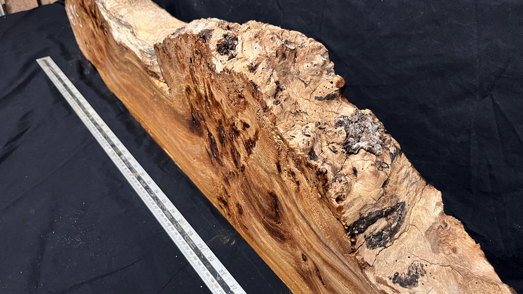 Reclaimed burr elm rustic mantle piece, 1018 L x 262 W x 99 D mm    (mt695)