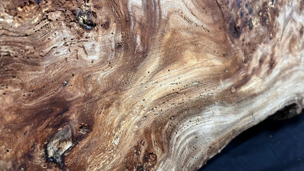 Reclaimed burr elm rustic mantle piece, 1018 L x 262 W x 99 D mm    (mt695)