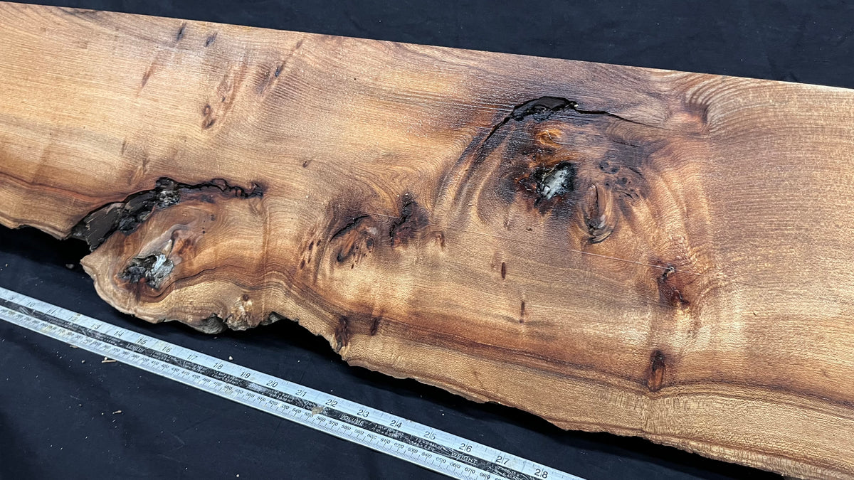 Elm mantle piece, natural edge 1230 L x 245 W x 61 D mm    (711)