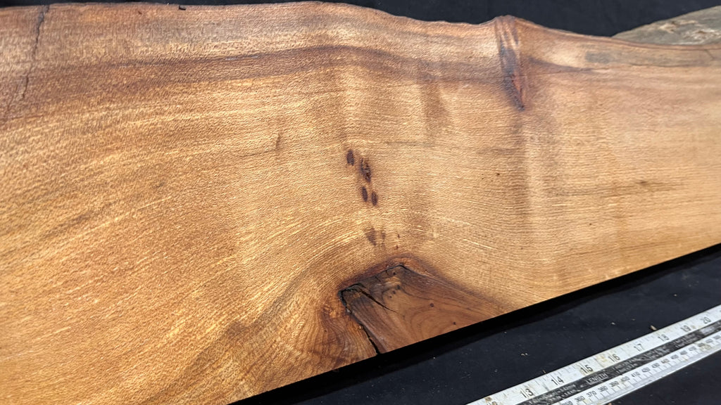 Elm mantle piece, natural edge 1230 L x 234 W x 55 D mm    (712)