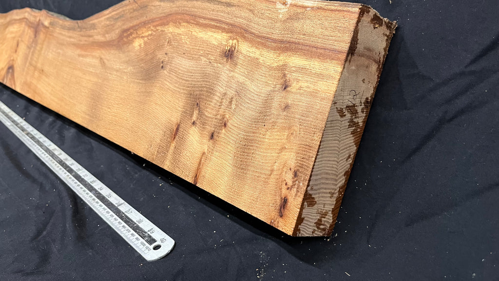 Elm mantle piece, natural edge 1230 L x 234 W x 55 D mm    (712)