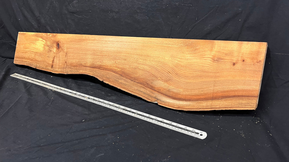 Elm mantle piece, natural edge 1230 L x 234 W x 55 D mm    (712)